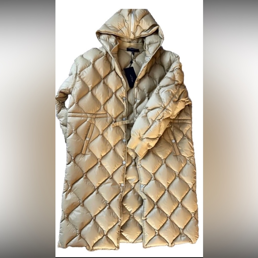 NWT Rag & bone Women's Beige Rudy Long Quilted Puffer Coat Size Large